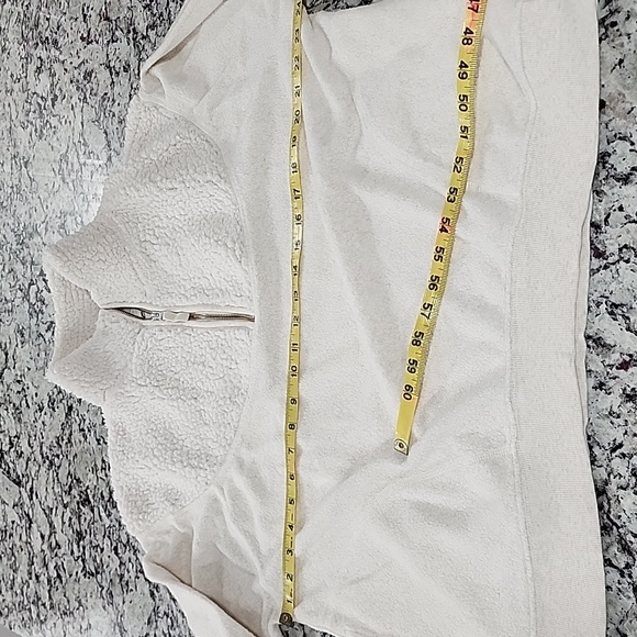 Aerie Cozy Hometown Holiday Sherpa 1/4 Zip Pullover Sweatshirt. Cream. Small. - Picture 8 of 12
